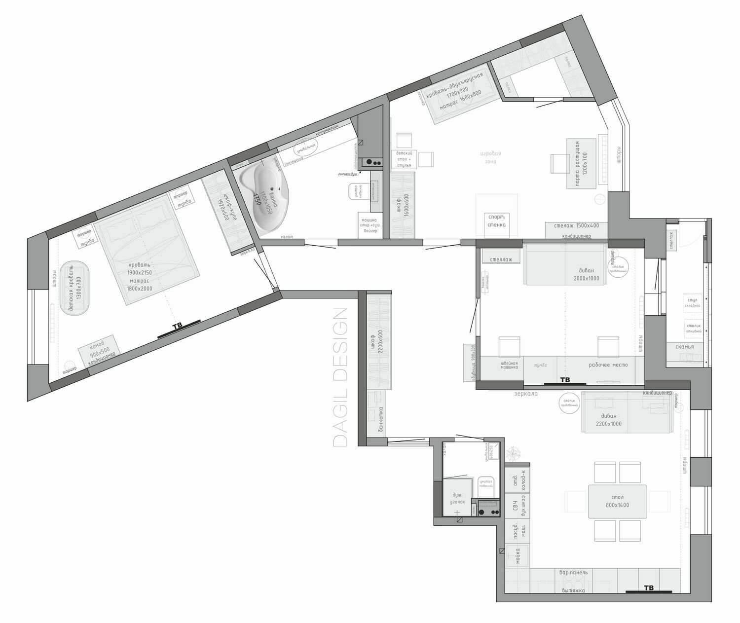 планировка 3-ной квартиры 