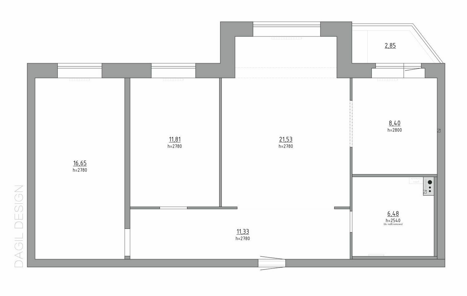 план 3-ной квартиры