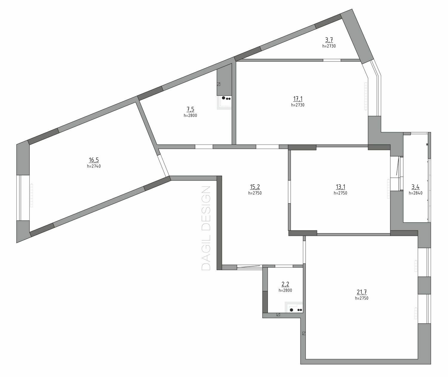 план 3-ной квартиры 