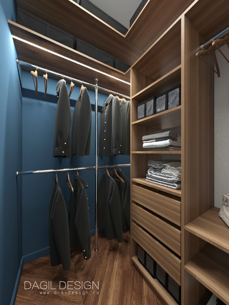 синяя гардеробная комната